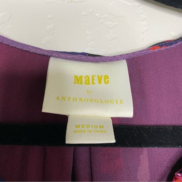 Maeve x Anthropologie Anderson Patchwork Floral Color Block Blouse Medium - Picture 4 of 9